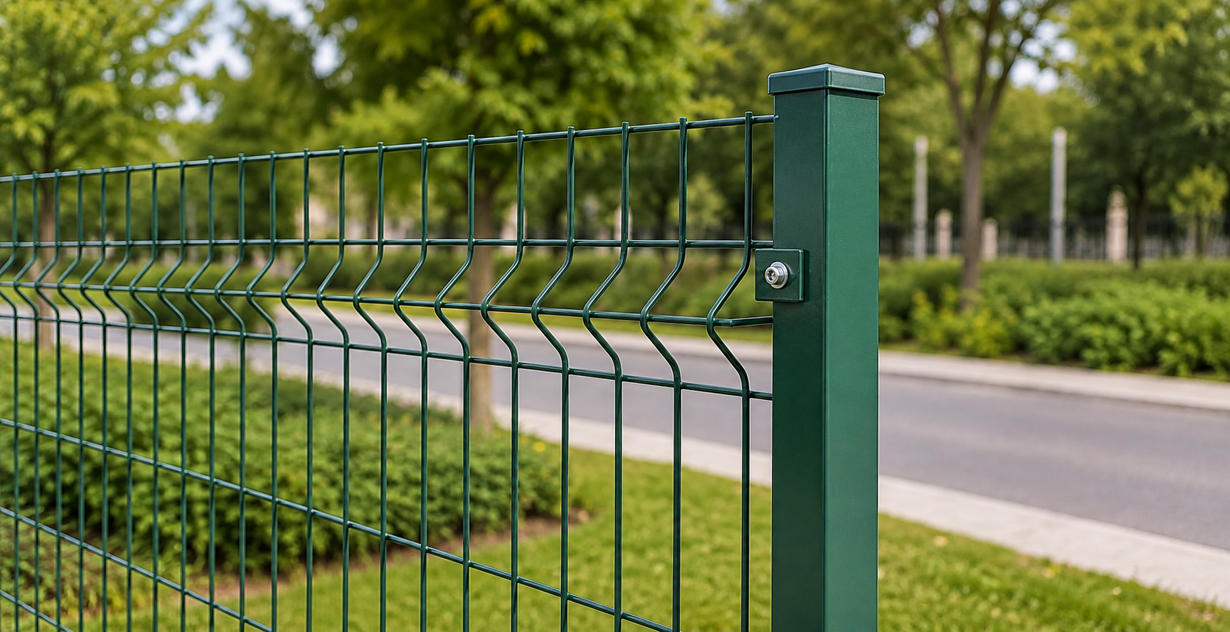 Green welded fence